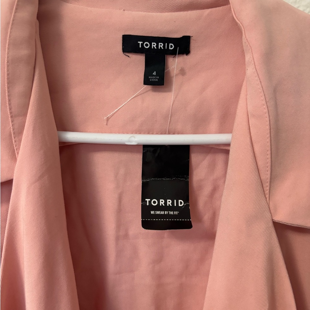 Torrid Soft Pink Drape Front Twill jacket - Picture 2 of 3